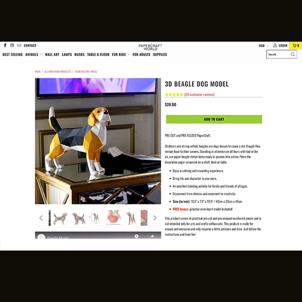 DIY 3D Paper Beagle Dog Model - Fun Art Project!